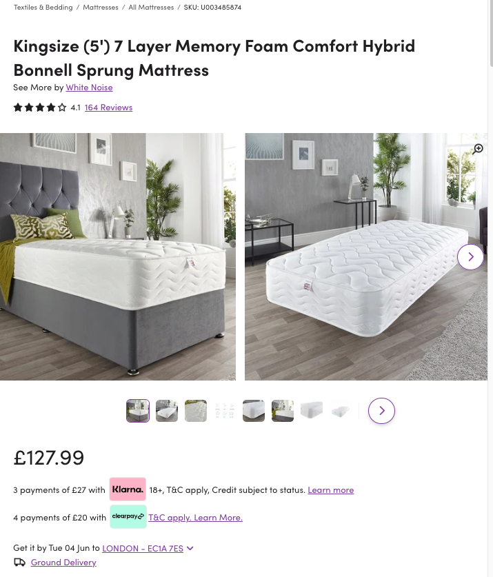 WFC006 WAYFAIR CLEARANCE PALLET - RETAIL VALUE £1310.23