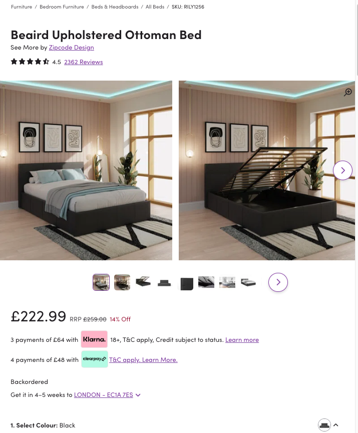 WFC006 WAYFAIR CLEARANCE PALLET - RETAIL VALUE £1310.23