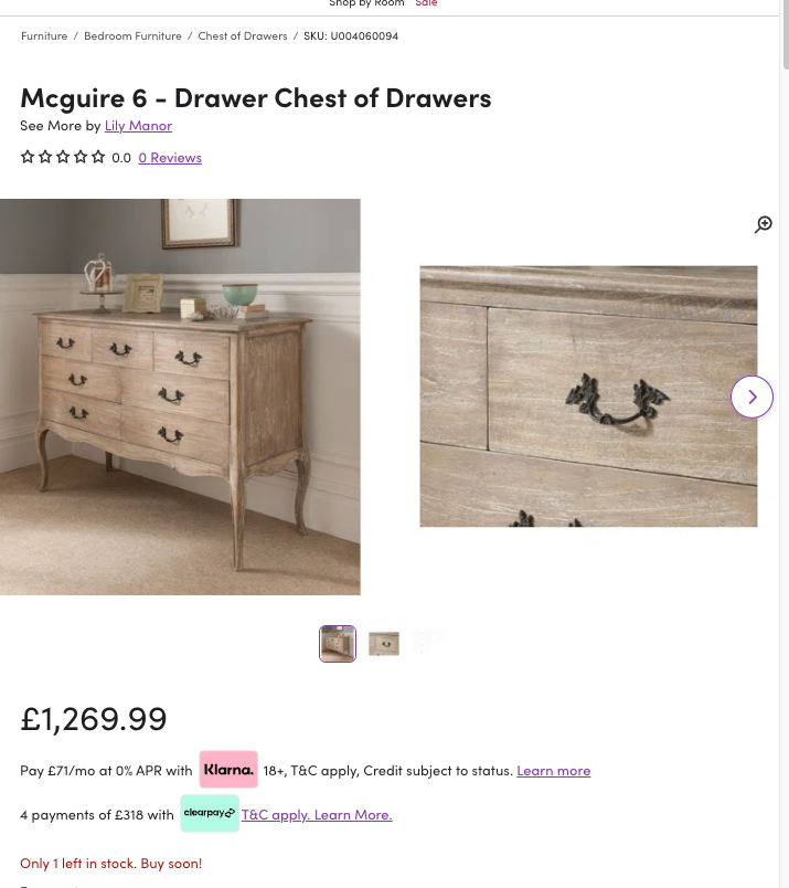 WFC009 WAYFAIR CLEARANCE PALLET - RETAIL VALUE £1453.95