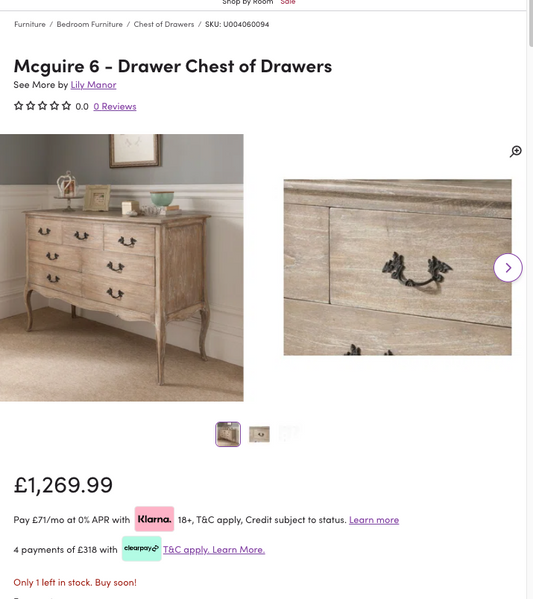 WFC009 WAYFAIR CLEARANCE PALLET - RETAIL VALUE £1453.95