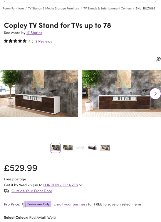 WWP102 WAYFAIR CLEARANCE PALLET - RETAIL VALUE £1537.80