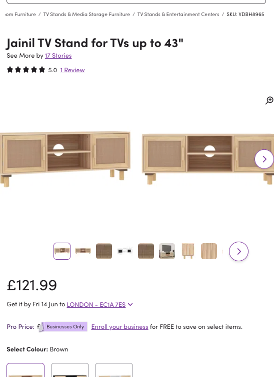 WWP102 WAYFAIR CLEARANCE PALLET - RETAIL VALUE £1537.80